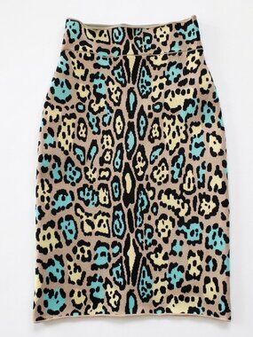 BCBG Max Azria Multi Color Knit Leopard Bodycon Pencil Skirt XXS NWT